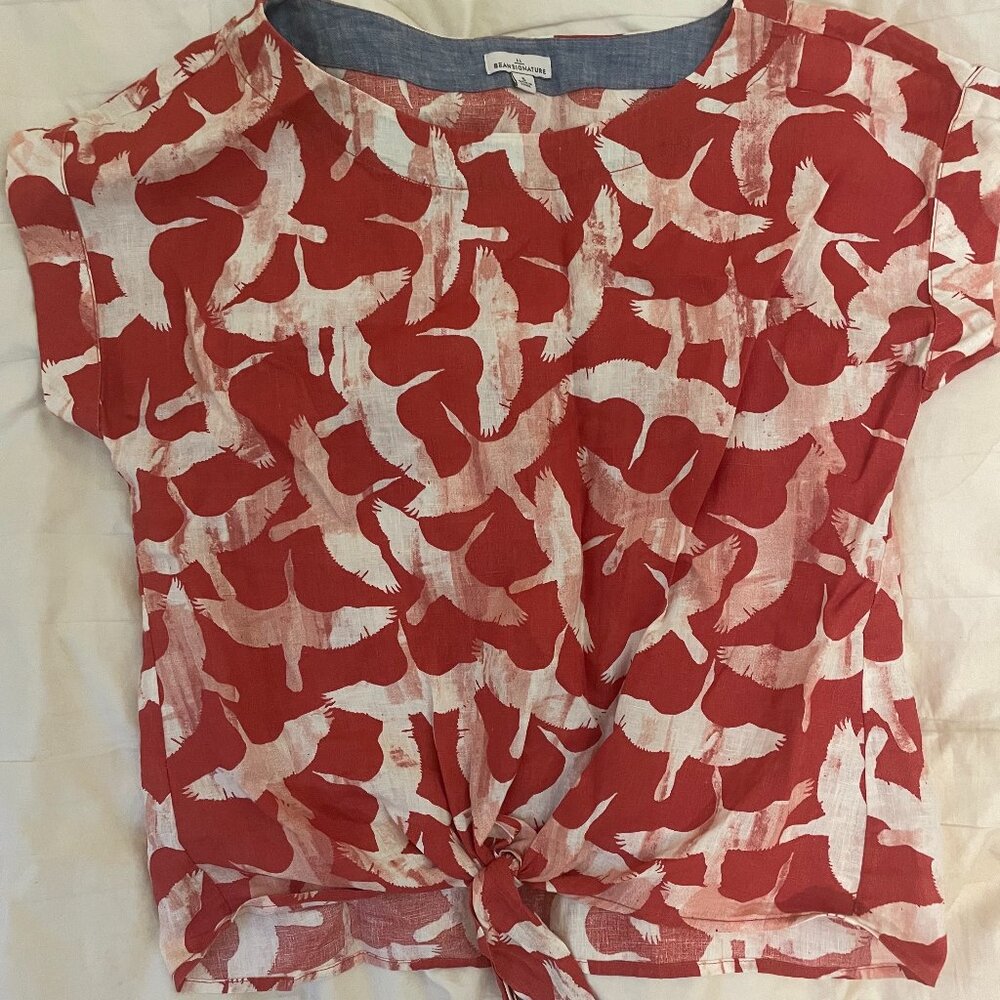 COPY - LLBean crane linen crop top